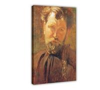 Póster de autorretrato de Alphonse Mucha para dormitorio, decoración de lienzo deportivo, paisaje, oficina, habitación, marco de regalo, 40,6 x 61 cm