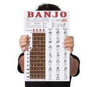 Póster de banjo laminado, rollos de acordes, notas de diapasón, Open G Tuning, 11 x 17 pulgadas, fácil tabla de instrucciones para principiantes A New Song Music
