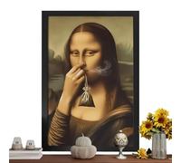 Póster de baño con nariz pellizcante, arte de pared humorístico Mona Lisa, peculiar, , pintura de inodoro vintage | Decoración para cuarto de baño, salón, oficina, dormitorio, casa de