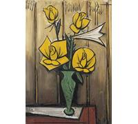 Póster de Bernard Buffet Arte abstracto en la pared《Rosas amarillas y lirios》de Bernard Buffet Grabados de naturaleza muerta Pintura en lienzo para decoración del hogar 30x40cm sin enmarcar
