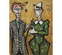 Póster de Bernard Buffet Pintura abstracta en lienzo《Double Clown》De Bernard Buffet Arte de pared Colecciona grabados de personas para regalos de decoración del hogar 40x50cm sin enmarcar