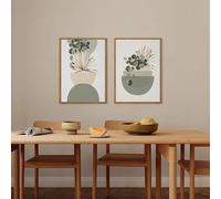 Póster de bloque de color bohemio, verde y beige, de medio círculo, color salvia, bohemio de mediados de siglo, pintura en lienzo para decoración del hogar (80 x 120 cm, 2 piezas sin marco)