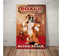 Póster de boxeo de perro boxeador para pared, decoración del hogar, decoración de pared, cartel de metal de 30,5 x 40,6 cm