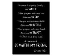 Póster de Bruce Lee con cita de agua completa #B A4, sin marco, con texto en blanco y negro