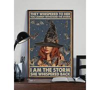 Póster de bruja hippie con texto en inglés "They Whispered To Her You Cannot Withstand The Storm I Am The Storm She Whispered Back", póster de bruja hippie, decoración de pared, póster de metal de 8 x
