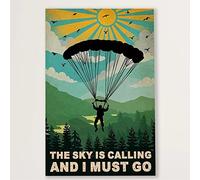 Póster de buceo en el cielo con texto en inglés "The Sky is Calling i Have to go", regalo para buceadores, letrero de estaño, decoración de pared, letrero de metal, letrero de metal para el hogar, bar