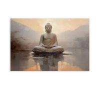 Póster de Buda dorado en lienzo, decoración de pared, pinturas para sala de estar, dormitorio, decoración de 50 x 75 cm