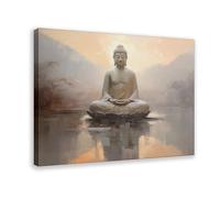 Póster de Buda dorado en lienzo para decoración de pared, pinturas para sala de estar, dormitorio, 60 x 90 cm