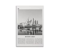 Póster de Buenos Aires, Puente blanco y negro, arte de pared de Buenos Aires, foto de Buenos Aires, Argentina, América del Sur, póster decorativo en lienzo e impresión artística