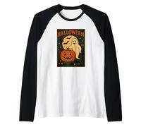 Póster de Calabaza Fantasma de Halloween Camiseta Manga Raglan