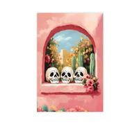Póster de calavera mexicana en lienzo, decoración de pared, pinturas para sala de estar, dormitorio, decoración de 40 x 60 cm