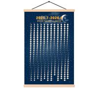 Póster de calendario de fase lunar de julio a 2026 de junio de 2025, lienzo vertical, gráfico de ciclo lunar, listo para colgar con marco, decoración de pared (16 x 24 pulgadas)