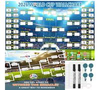 Póster de calendario de la Copa del Mundo 2026, colección de 48 equipos, decoración de mercancías de fútbol, póster funcional de doble cara 2 en 1, tabla de pared decorativa de partidos de fútbol
