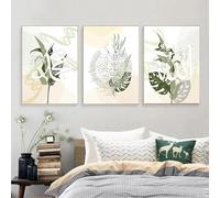 Póster de caligrafía islámica verde abstracta con hojas del Corán, arte de pared, pintura en lienzo, impresión moderna, imágenes para decoración de dormitorio, 60 x 90 cm, 3 piezas, sin marco