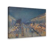 Póster de Camille Pissarro The Boulevard Montmartre at Night para dormitorio, lienzo decorativo para pared, oficina, habitación, decoración estética, marco de regalo, 20 x 30 pulgadas