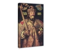 Póster de Carlomagno I o Carlos el Grande, 1er Sacro Emperador Romano Romano Germánico, impresión en lienzo, arte de pared, oficina, habitación, decoración estética, regalo, 12 x 18 pulgadas