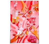 Póster de cartas de póquer rosa vintage para decoración estética de habitación preparada con dados divertidos, cóctel divertido y bebidas alcohólicas, pinturas de 24 x 36 pulgadas, lienzo sin marco