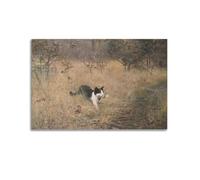 Póster de caza de pájaros de Bruno Andreas Liljefors con diseño de gato y pájaros, 40 x 60 cm