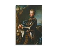 Póster de Charles Andre Van Loo, retrato de Carlos XII, rey de Suecia, obras de arte geniales, pintura de pared, lienzo para colgar, decoración del hogar, 50 x 75 cm