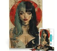 Póster de Chica gótica Joven,Rompecabezas de 1000 Piezas para Adultos,Entrenamiento Mental,diversión,Corte de precisión,Bordes Suaves,Actividad Absorbente para Noches tranquilas (38x26cm)