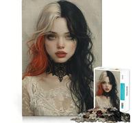 Póster de Chica gótica Joven,Rompecabezas para Adultos de 1000 Piezas,Juego de Memoria Mental,Manualidades de Corte de Alta precisión,Tiempo de Tranquilidad,Ejercicio Mental en casa (38x52cm)