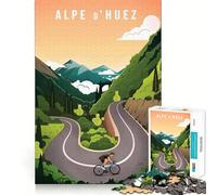 Póster de Ciclismo de Alpe d'Huez,Rompecabezas de 1000 Piezas,diversión para el Cerebro,Ajuste, Piezas precisas,pasatiempo Fascinante para Momentos de Ocio (38x52cm)