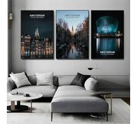Póster de ciudades hermosas de Europa, Ámsterdam, Berlín, París, impresiones, arte de pared, lienzo, pintura, mural moderno para decoración de sala de estar, 50 x 70 cm, 3 unidades, sin marco