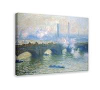Póster de Claude Monet con diseño de puente Waterloo de Londres, para habitación de adolescentes y niños, lienzo para pared, marco de 40,6 x 61 cm