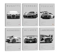 Póster de coche en lienzo para pared, moderno y clásico, juego de impresiones de supercoches, Porsche 911, Ferrari, Lamborghini McLaren, Bugatti Koenigsegg, póster de coche deportivo para hombre,