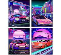 Póster de coche JDM de 20 x 25 cm, 4 piezas, RX7 y MK4 y NSX&R34 en lienzo, póster moderno para oficina, habitación familiar, pósteres decorativos para regalo, decoración de pared, pósteres