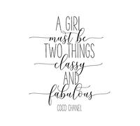 Póster de Coco Chanel Print Be Classy, arte de pared de moda, regalo escrito a mano, decoración de habitación de niña (A1 (solo impresión)