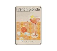 Póster de cóctel de color rubio francés, póster retro de metal, letrero de estaño, arte elegante, retro, pintura de hierro, bar, cueva de personas, cafetería, familia, garaje, póster decorativo de
