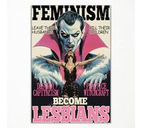 Póster de cómic de feminismo retro, lienzo feminista vintage, arte lésbico llamativo, arte lésbico, práctica del capitalismo, brujería, póster político, imagen de propaganda feminista, 12 x 16