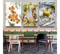 Póster de comida de cocina moderna, especias, postres, frutas, pizza, lienzo, impresiones, arte de pared, imagen para comedor, cocina, decoración del hogar, 30 x 50 cm, 3 piezas, sin marco