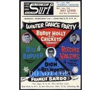 Póster de concierto de fiesta de baile de invierno de 1959, 11 x 16 pulgadas, Buddy Holly, Ritchie Valens, The Big Bopper, actuación histórica, Clear Lake, Iowa, Rock and Roll, impresión artística