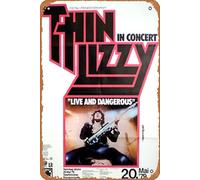 Póster de concierto de Thin Lizzy, cartel retro de metal, letrero vintage para decoración de pared de café del hogar, 8 x 12 pulgadas