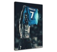 Póster de Cristiano Ronaldo, fútbol, deporte, arte de pared, impresión de lienzo, pintura moderna para el hogar, sala de estar, niños, dormitorio, decoración, póster (30 x 45 cm, enmarcado)