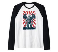 Póster de Cthulhu Tokio, Vintage Eldritch Cosmic Horror Camiseta Manga Raglan