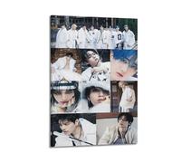 Póster de cubierta de grupo Stray Kids para pared, lienzo estético, póster vintage de música y películas, pintura decorativa para sala de estar, dormitorio, 50 x 75 cm, estilo marco