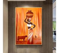 Póster de cultura tradicional africana con impresiones de arte de pared moderno para sala de estar, decoración del hogar, mujer negra tribal africana abstracta, 60 x 90 cm, sin marco