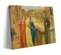 Póster de Dante Gabriel Rossetti (obra de pintor de Dante y Beatrice) sobre lienzo, impresión de pergamino para pared, sala de estar, paredes, decoración del hogar, 40 x 60 cm