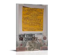 Póster de DemarcoCanvas con texto en inglés "Here Comes The Cowboy" de Max DemarcoCanvas para dormitorio, decoración de pared, pósteres, impresiones artísticas, póster impreso, pintura retro