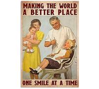 Póster de dentista con texto en inglés "Making The World A Better Place One Smile at A Time", decoración de pared, hogar, bar, cafetería, club, hospital, oficina, arte vintage para colgar en la pared