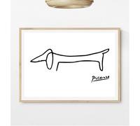 Póster de dibujo de líneas dibujadas de Picasso 1 (perro Pablo Picasso, 297 x 420 mm, 11,7 x 16,5 pulgadas)