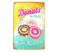 Póster de DiiliHiiri Cartel Rosquilla Doughnut - Placa Decorativa Retro para Cafetería o Restaurante 30x20cm - Letrero Chapa Metálico Vintage Decoración cocina (2635-317)
