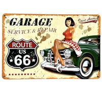 Póster de DiiliHiiri Coches Clásicos Americano Años 50 | Cartel Decorativo Retro Ruta 66 Route 66 -30x20cm- Decoración Americana | Placa Decorativa Pinup Vintage (2635-267)