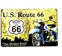 Póster de DiiliHiiri Entusiastas de los Motos Clásicas -30x20cm- Señal Chapa Estilo Antiguo de la Ruta 66 | Letrero Cartel Vintage para Aficionados Moto Route 66 (2635-304)