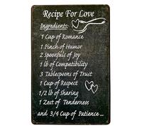 Póster de DiiliHiiri Receta para el Amor -30x20cm- Placa Decorativa para Mujeres 30x20cm - Letrero Chapa Regalo Románticas | Dicho Inspirador de Felicidad (2635-248)