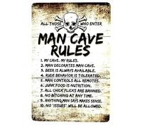 Póster de DiiliHiiri Reglas de Cueva de Hombre -30x20cm- Man Cave Rules- Chapa Cartel para Hombre de las Cavernas | Hombre Cueva | Cuevas de Machos (2635-297)
