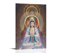 Póster de doble renacimiento de Guanyin Bodhisattva del Mar del Sur de China, arte vintage, lienzo de pared, decoración estética, sala de estar, habitación de niños, cafetería, baño, adecuado para